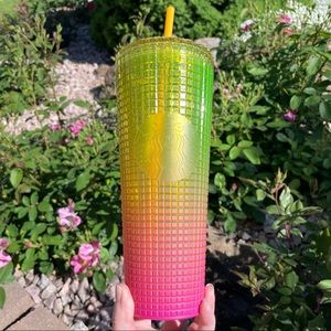 Starbucks Hombre’ Grid Tumbler - pink, orange, yellow 🧜‍♀️